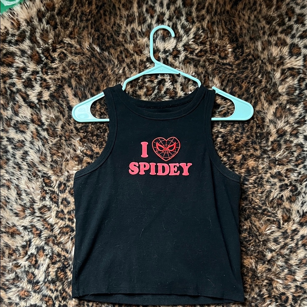 Marvel Black Tank Top with Red Spidey Graphic